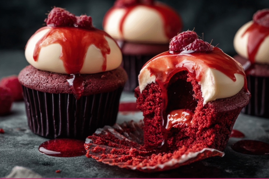 Bleeding Red Velvet Cupcakes