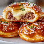 Cheeseburger Stuffed Pretzel Buns