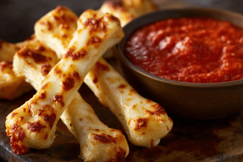 Cheesy Breadstick Bones with Marinara Dip
