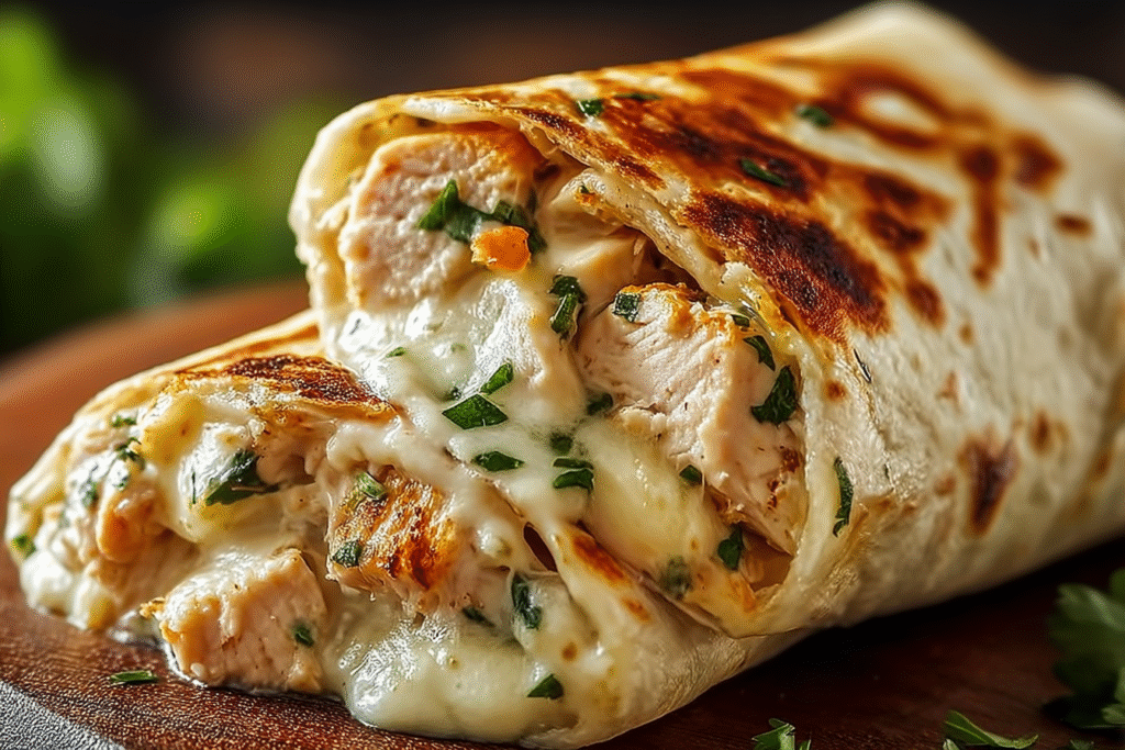 Creamy Chicken Alfredo Burrito