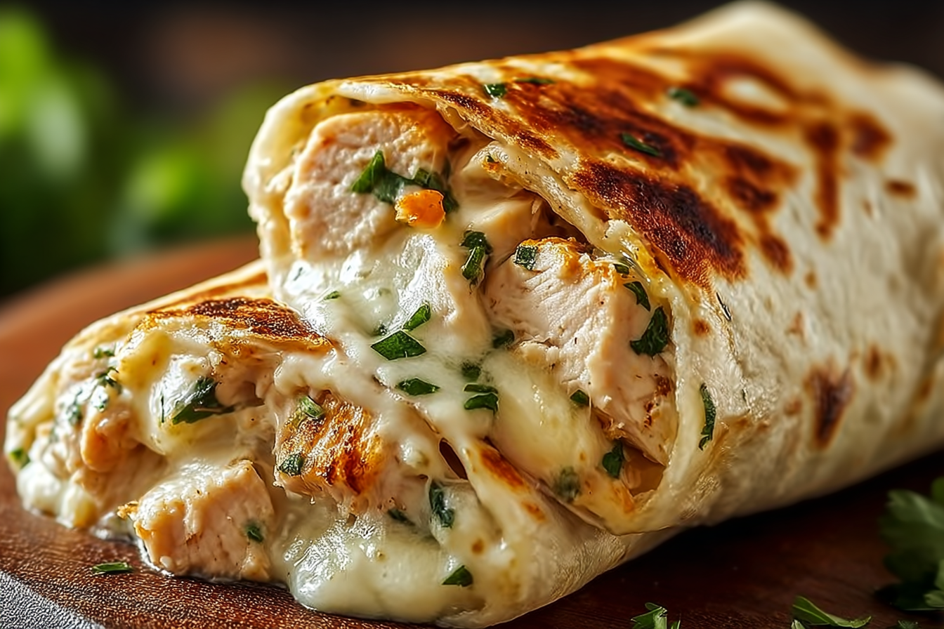 Creamy Chicken Alfredo Burrito