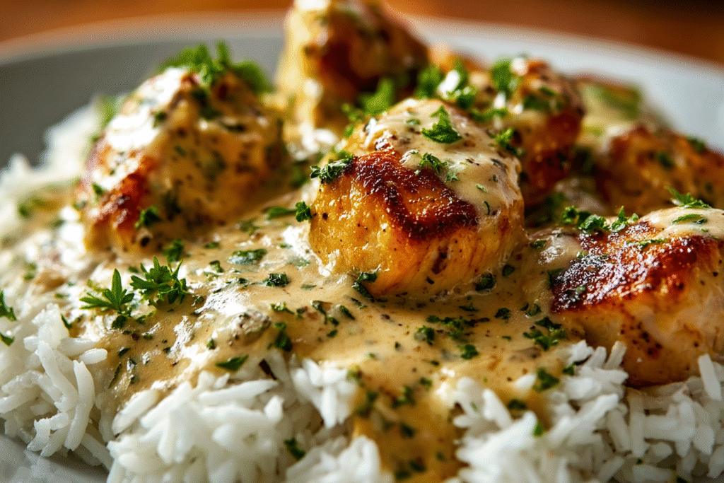 Creamy Garlic Herb Chicken with Rice