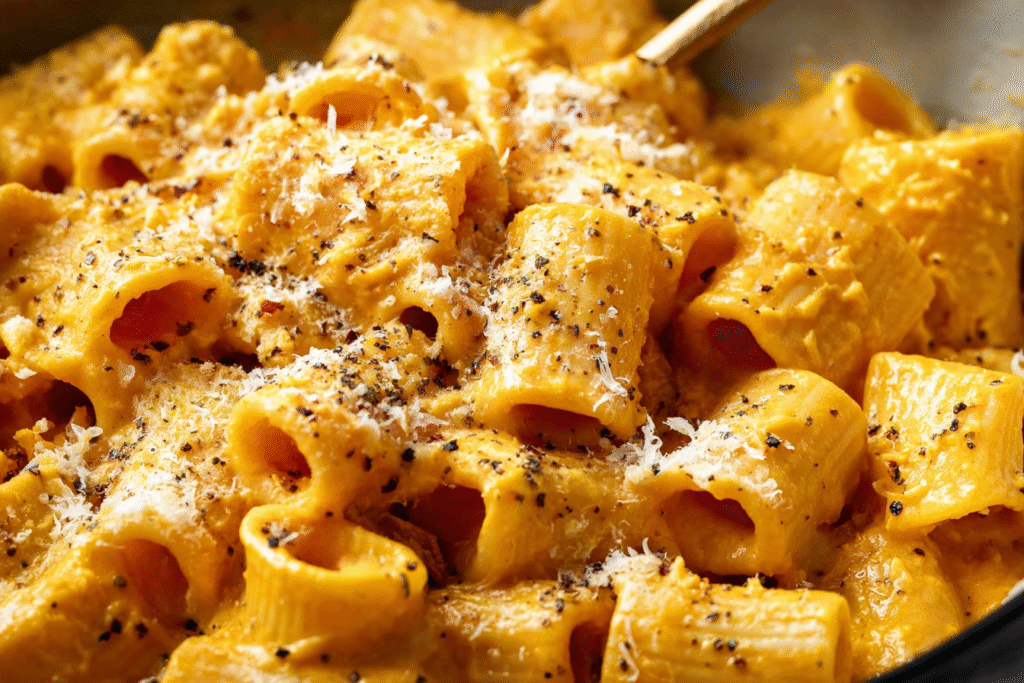 Creamy Pumpkin Parmesan Rigatoni