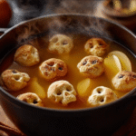 Haunted Apple Cider with Pastry Skull Toppers