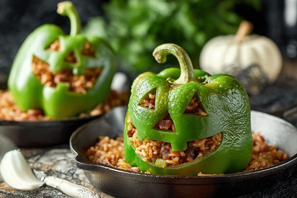 Jack-O’-Lantern Stuffed Peppers