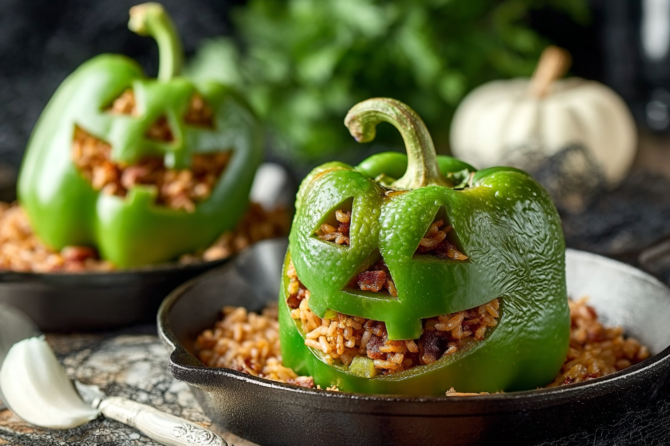 Jack-O’-Lantern Stuffed Peppers