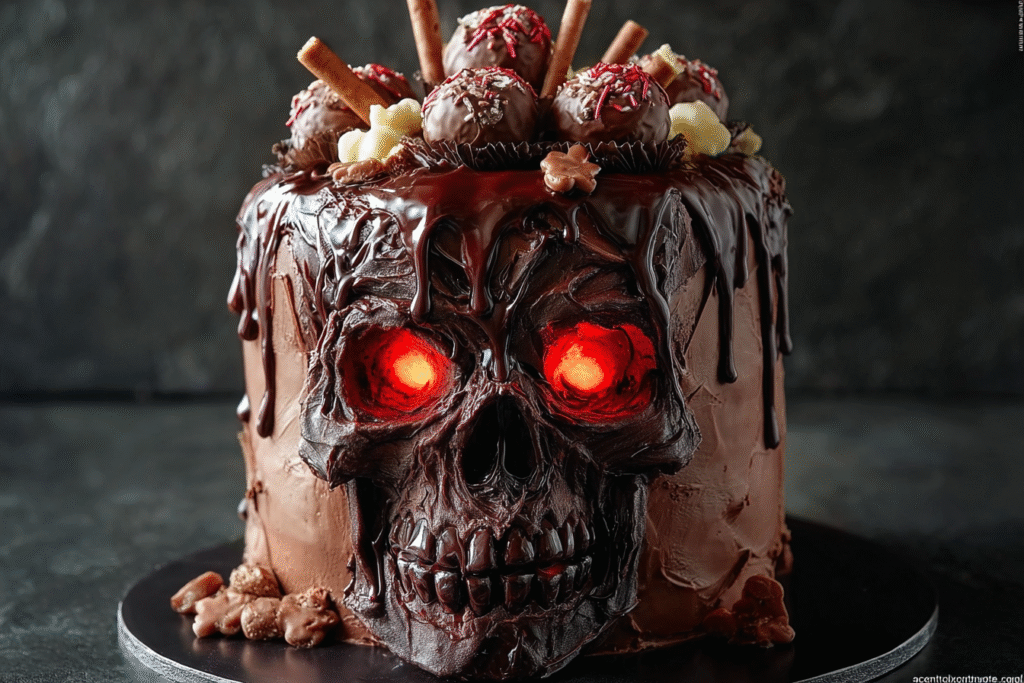 Bloody Skull Drip Cake