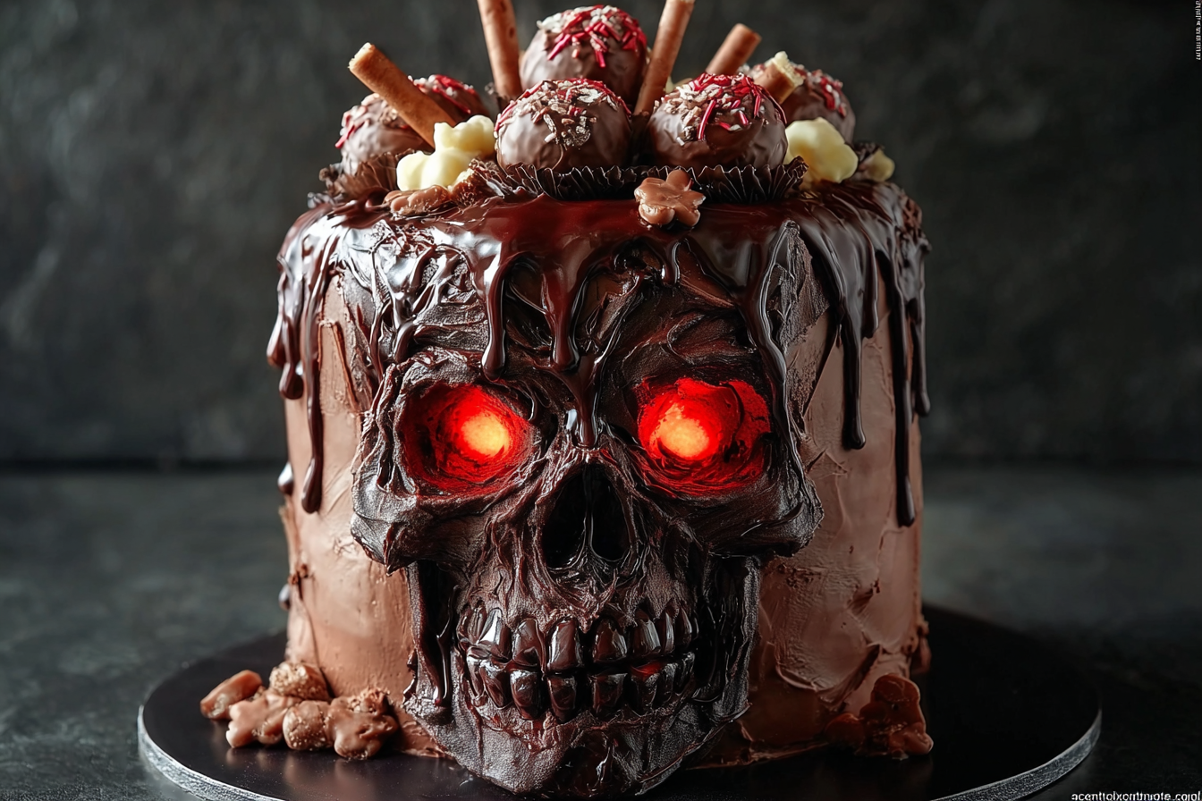 Bloody Skull Drip Cake