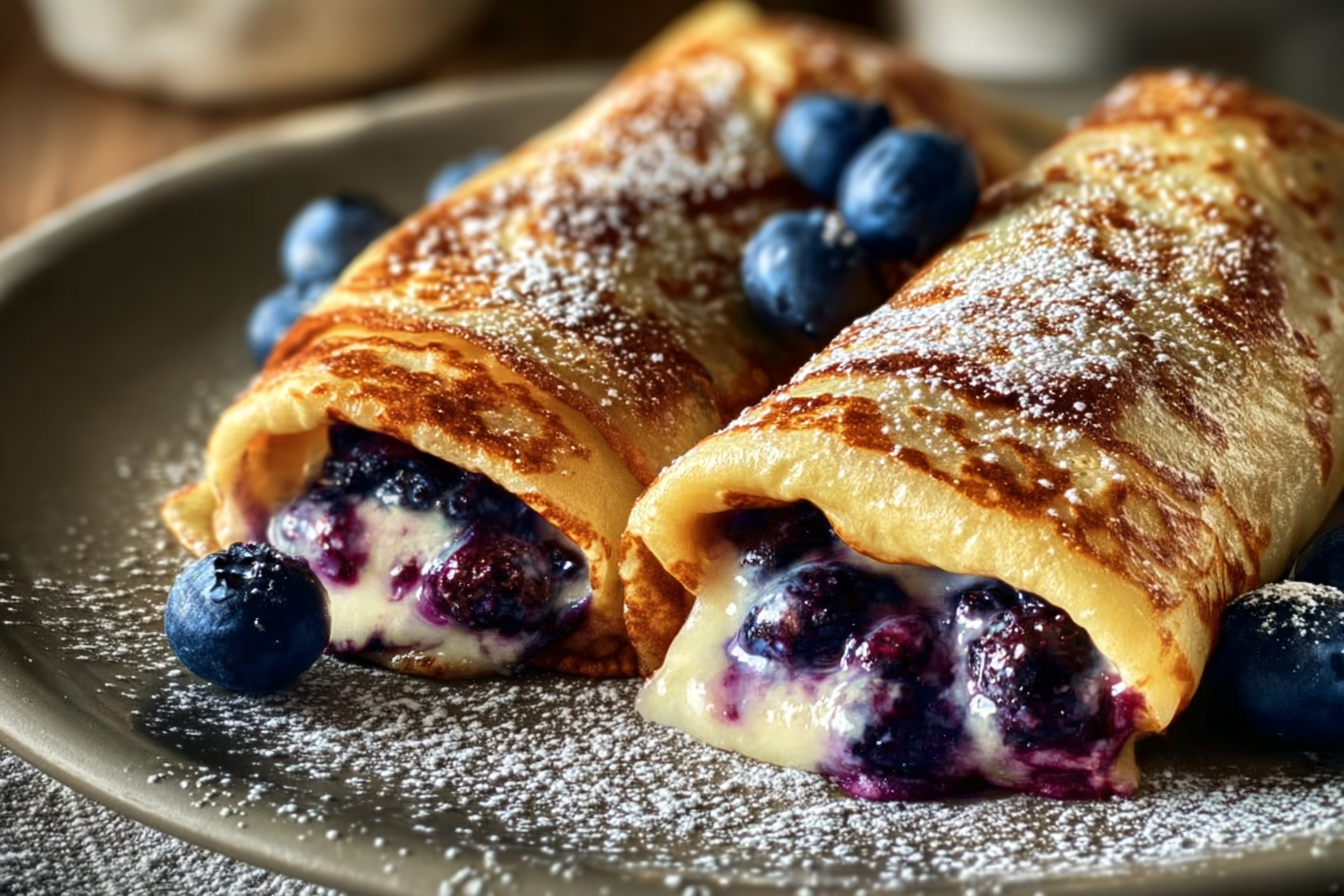 Blueberry Cream Cheese Blintzes