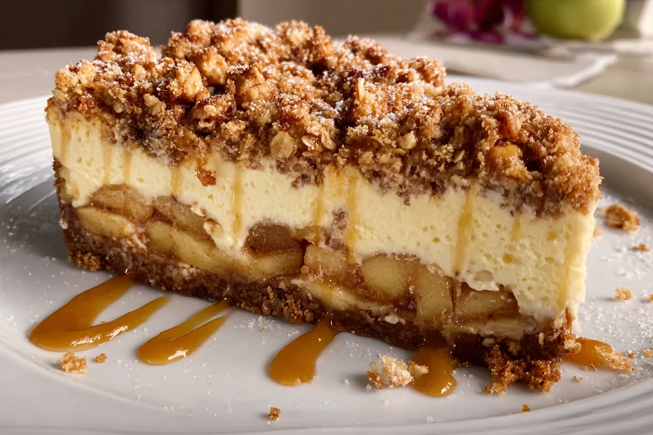 Caramel Apple Crumble Cheesecake