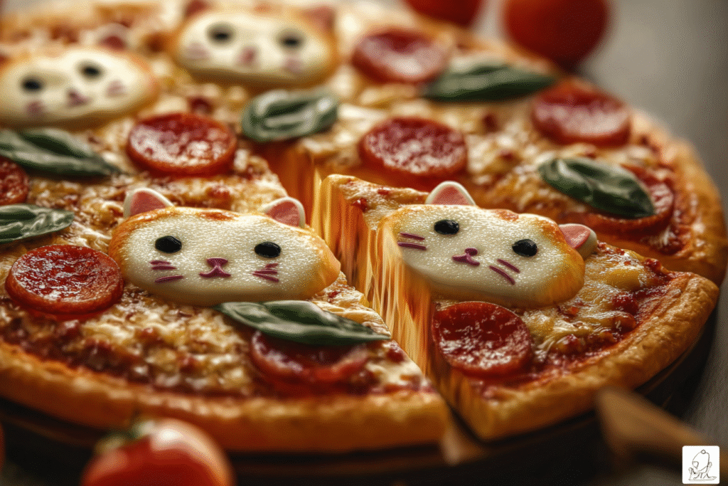 Cheesy Cat-Face Pepperoni Pizza