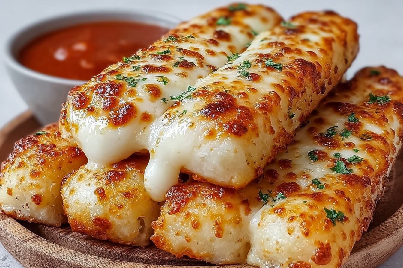 Cheesy Garlic Breadsticks with Marinara Dip