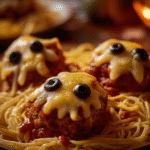 Cheesy Monster Meatball Spaghetti