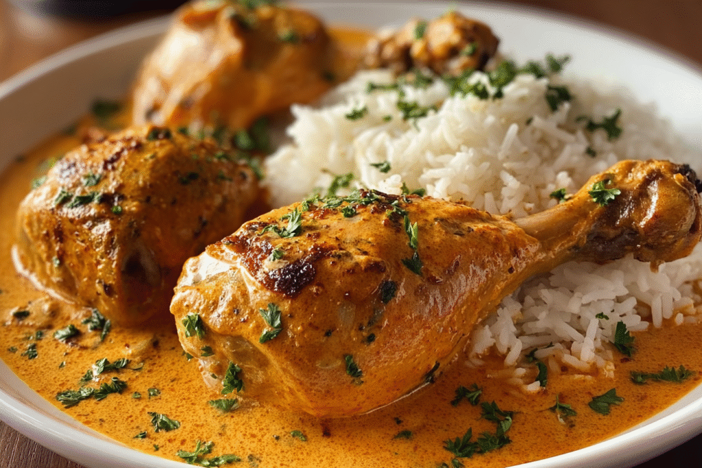 Creamy Paprika Chicken Drumsticks with Rice