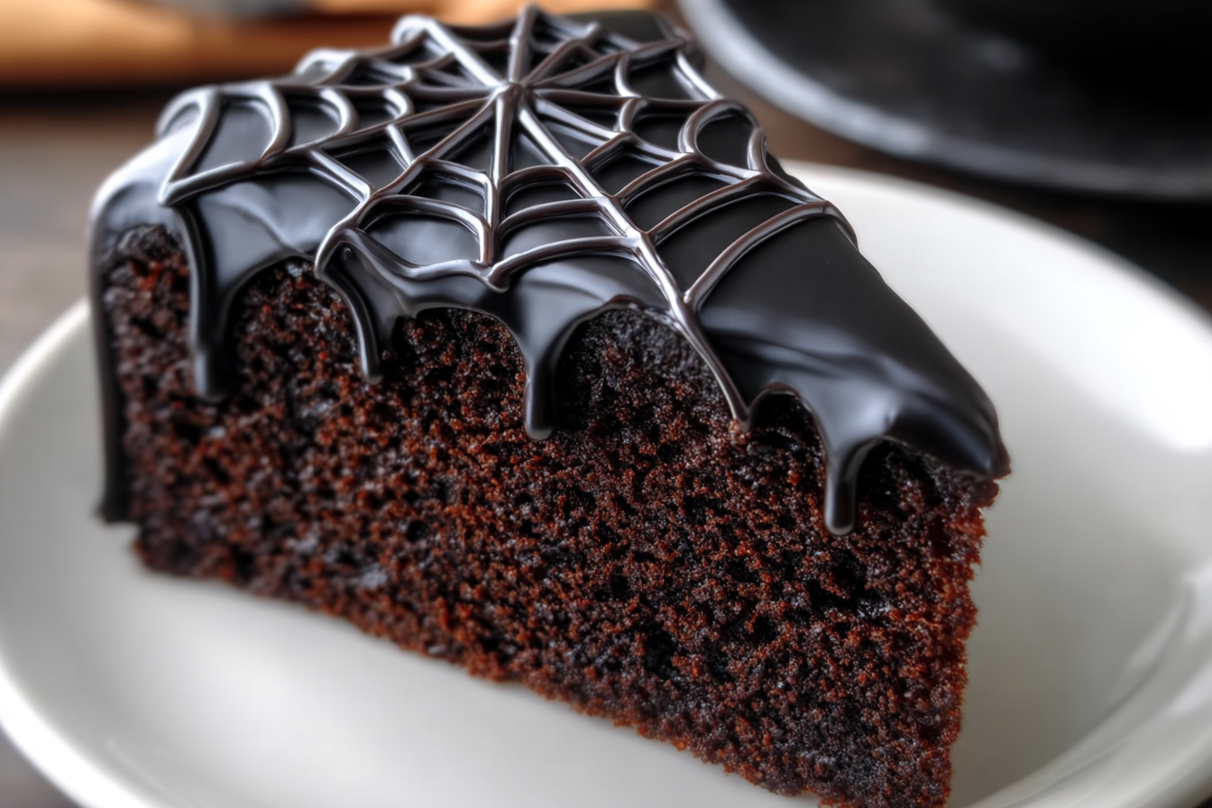 Dark Chocolate Spiderweb Cake