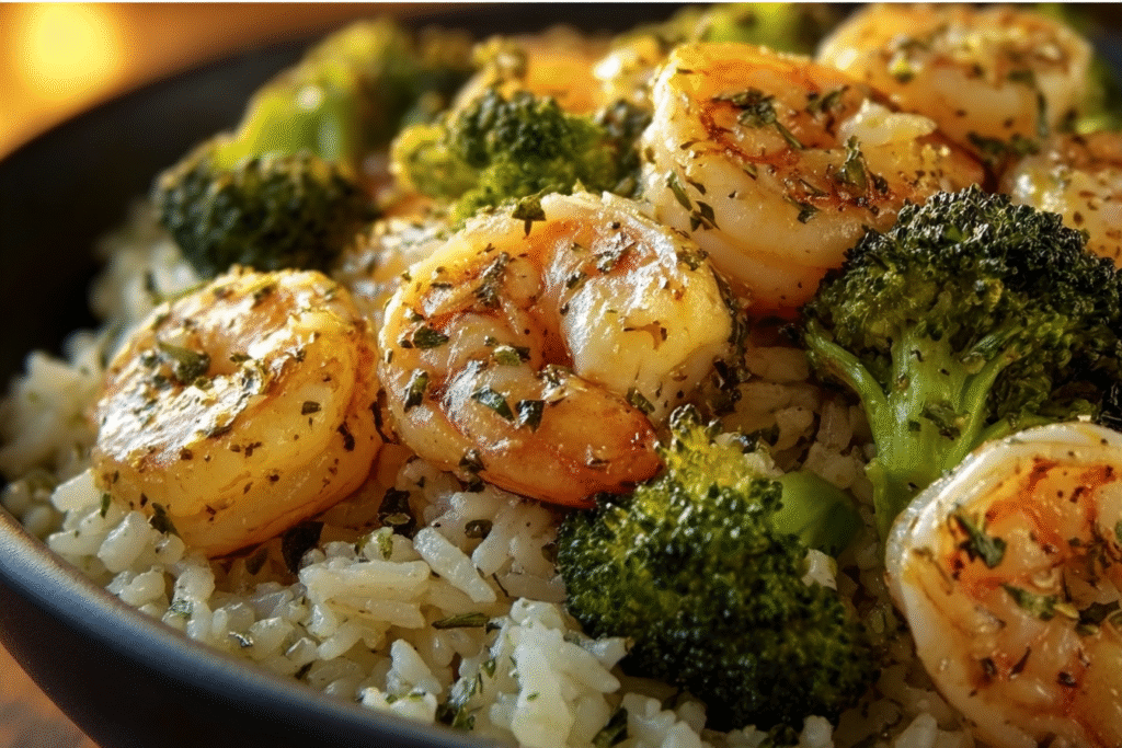 Garlic Butter Shrimp & Broccoli Rice Bowl