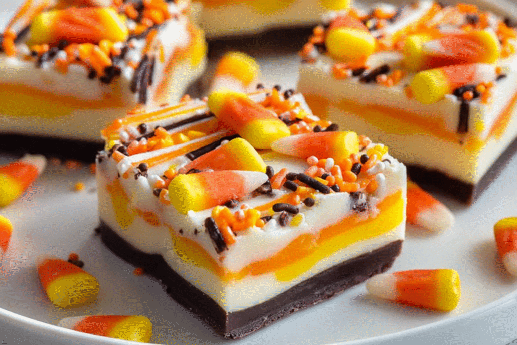 Halloween Candy Corn Fudge Bars