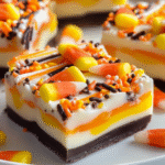 Halloween Candy Corn Fudge Bars