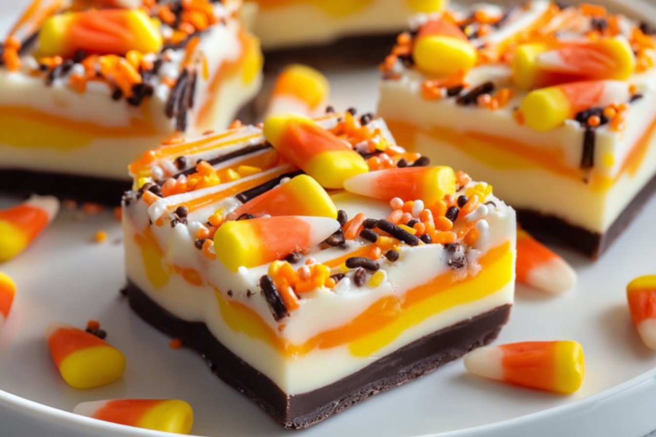 Halloween Candy Corn Fudge Bars
