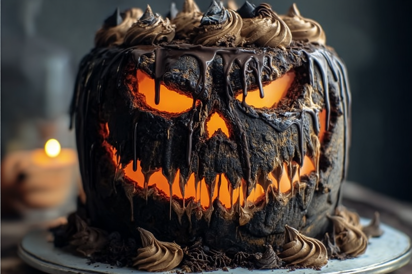 Haunted Pumpkin Skull Cake