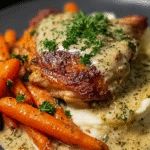 Herb Cream Chicken with Mashed Potatoes & Glazed Carrots