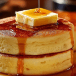 Japanese Soufflé Pancakes with Caramel Drizzle