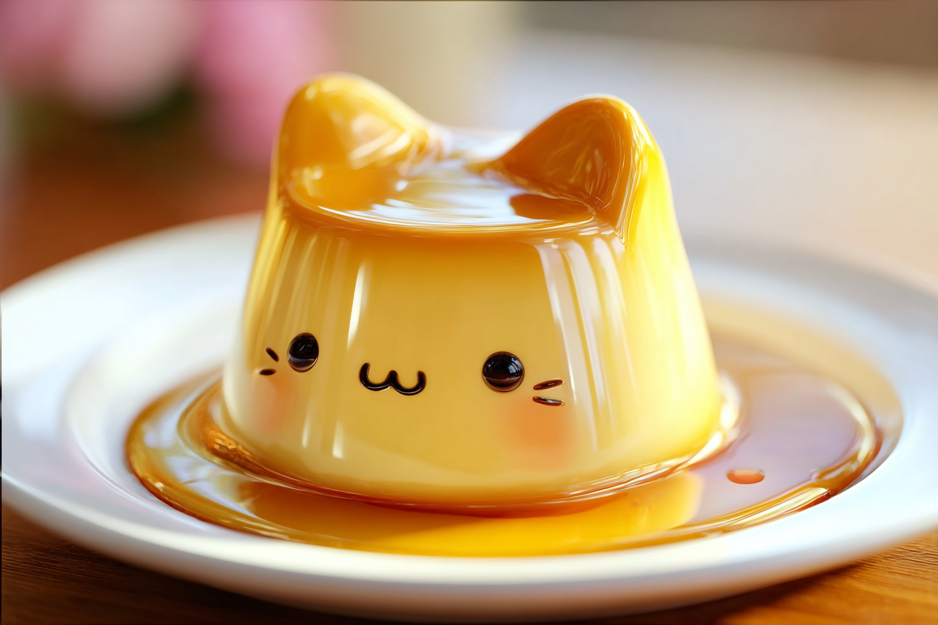 Kawaii Cat Custard Pudding