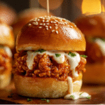 Spicy Crispy Chicken Sliders with Garlic Mayo
