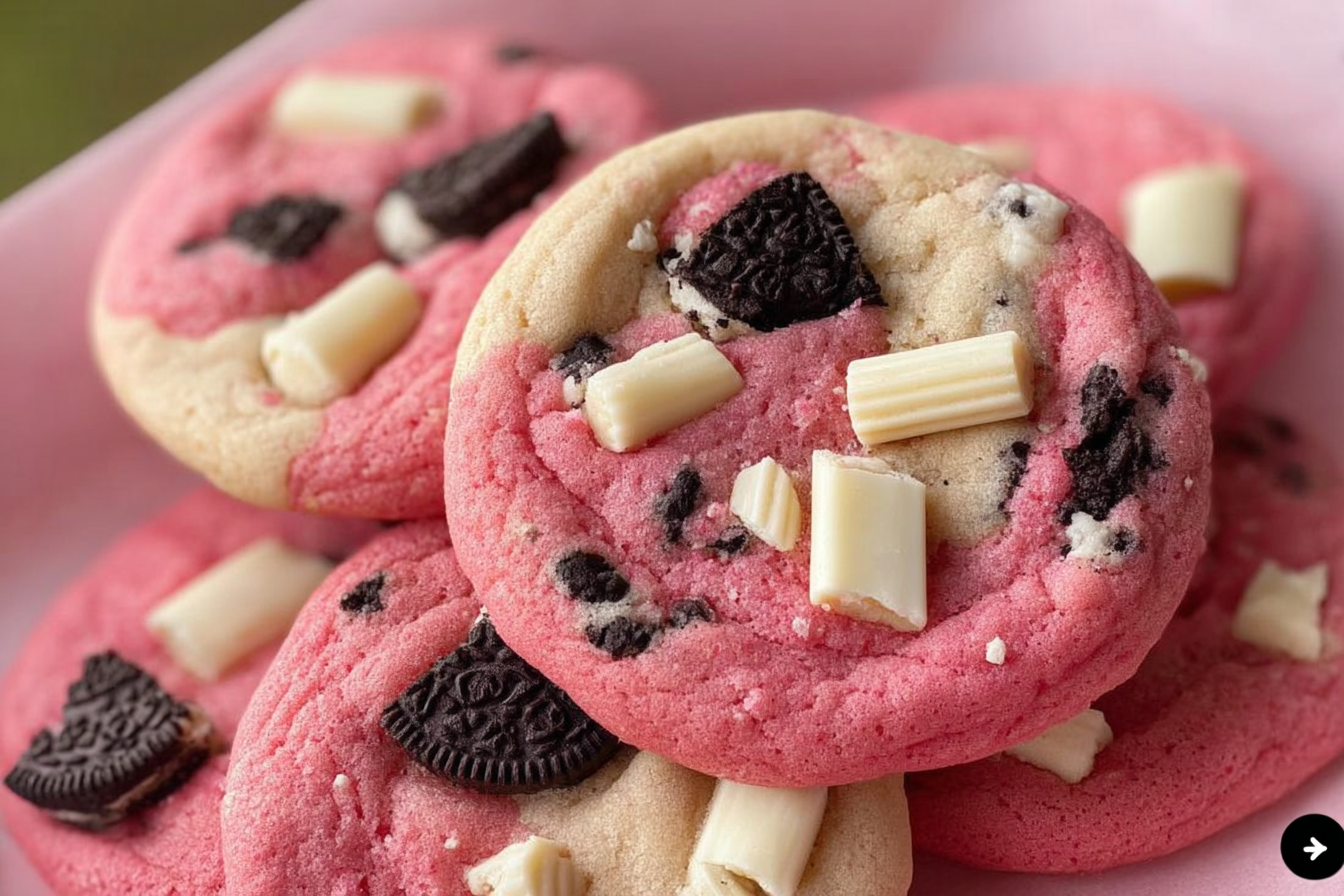 Strawberry Cookies & Cream Chunk Cookies