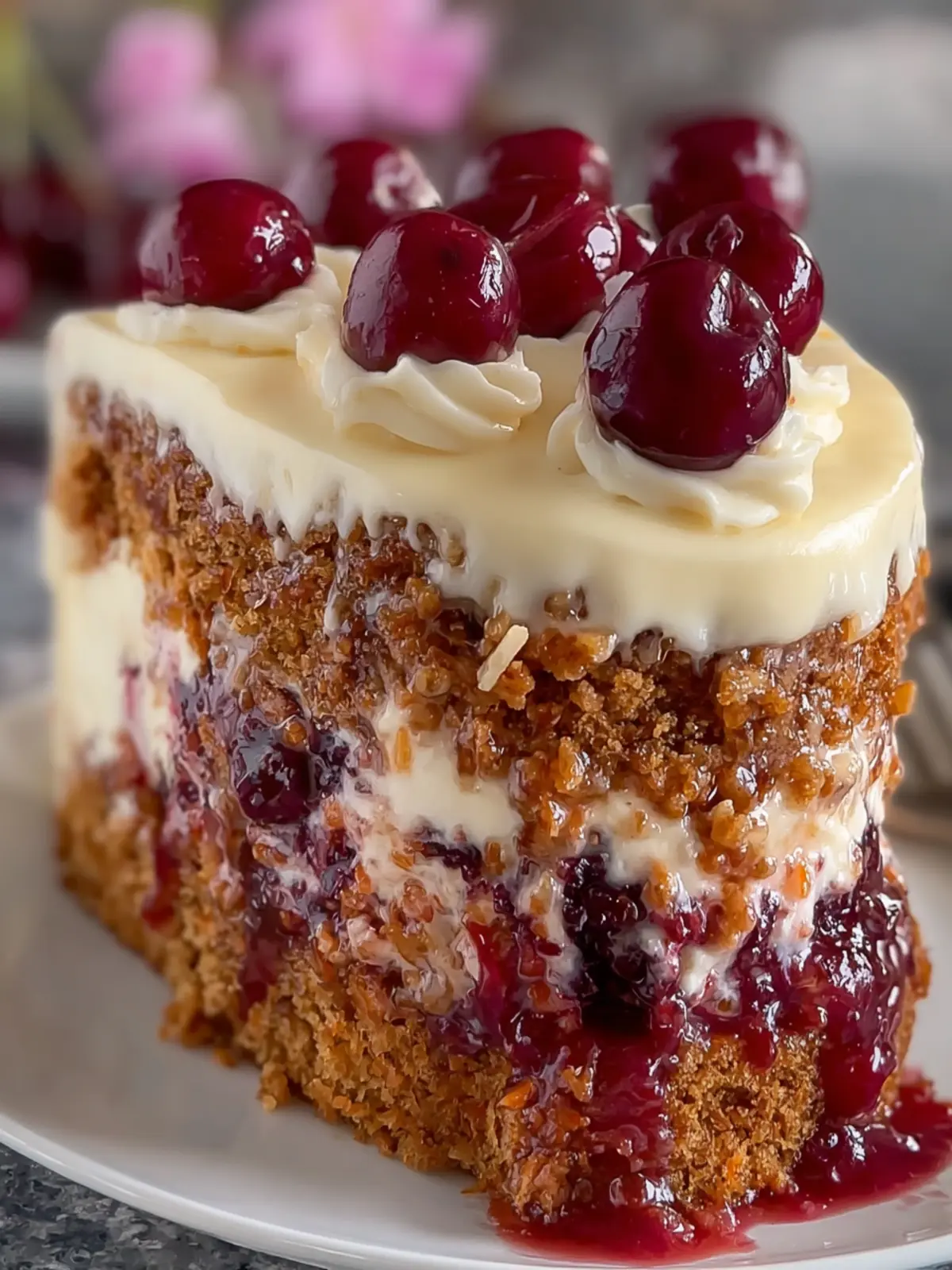 Cherry-Topped Carrot Cake Delight Third Image Third Image