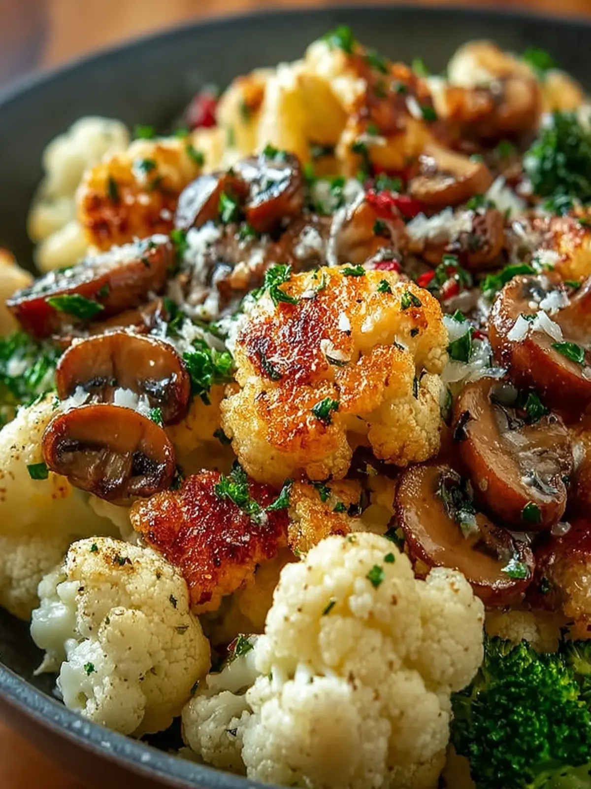 Garlic Butter Mushroom Cauliflower Skillet First Image