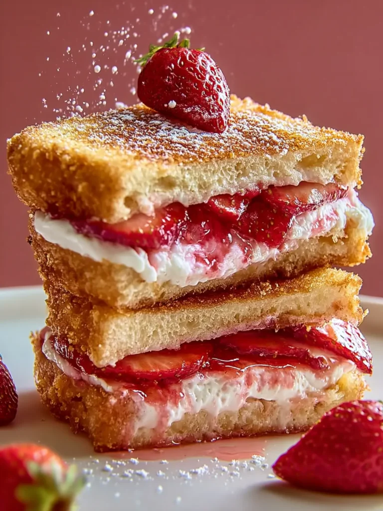 Indulge in Fried Strawberry Cheesecake Sandwiches Today! First Image