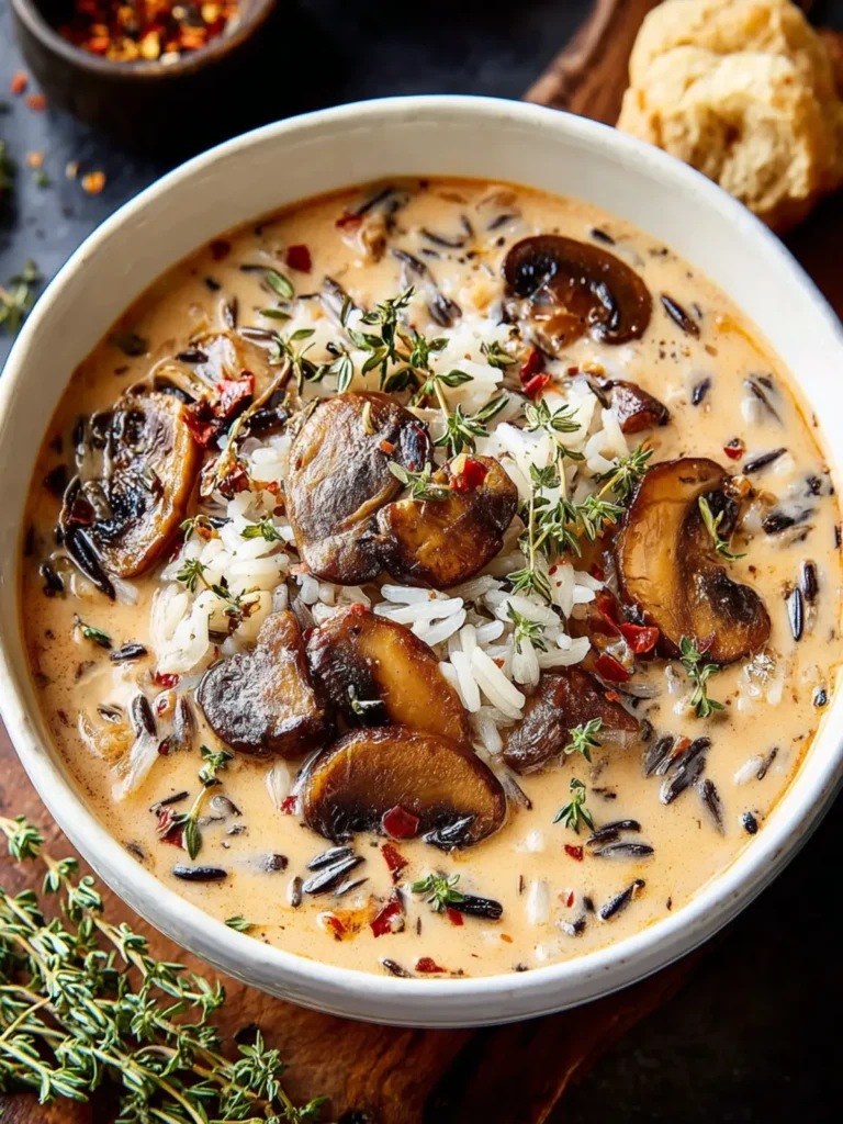 Indulge in Creamy Wild Rice and Mushroom Soup Delight First Image
