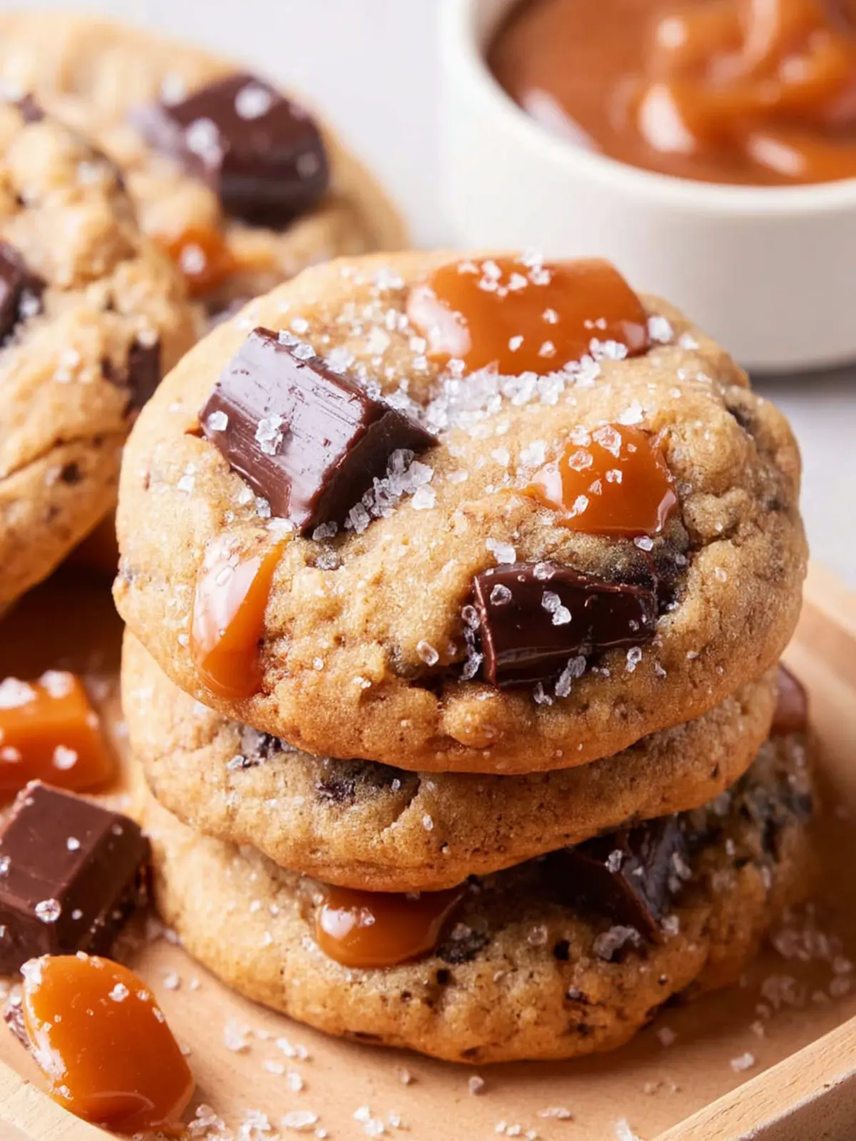 Salted Caramel Chocolate Chunk Cookies First Image