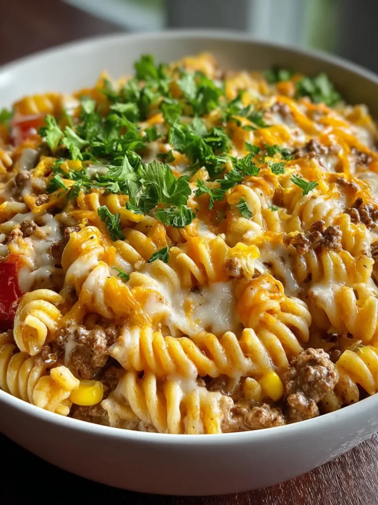 Loaded Cheddar Ranch Beef & Sweet Corn Rotini Bake Recipe First Image