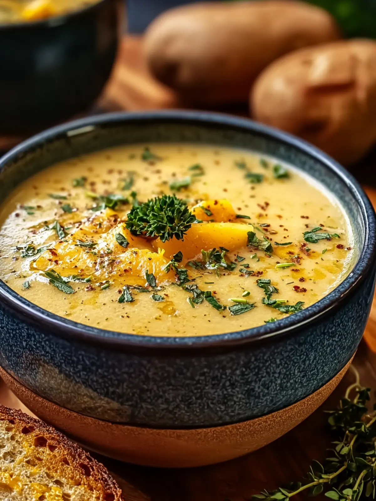 Hearty Cheddar Garlic Herb Potato Soup Recipe Delight First Image