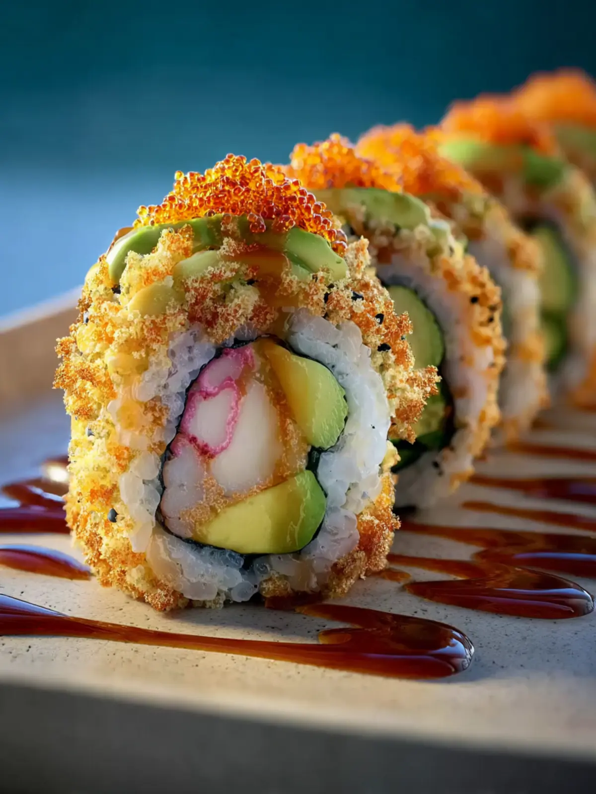 Homemade California Crunch Roll Sushi First Image