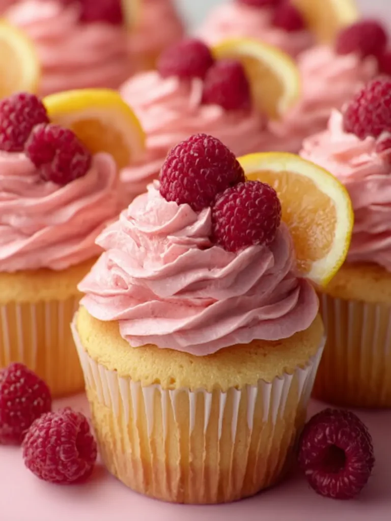 Lemon Cupcakes with Raspberry Buttercream Frosting First Image