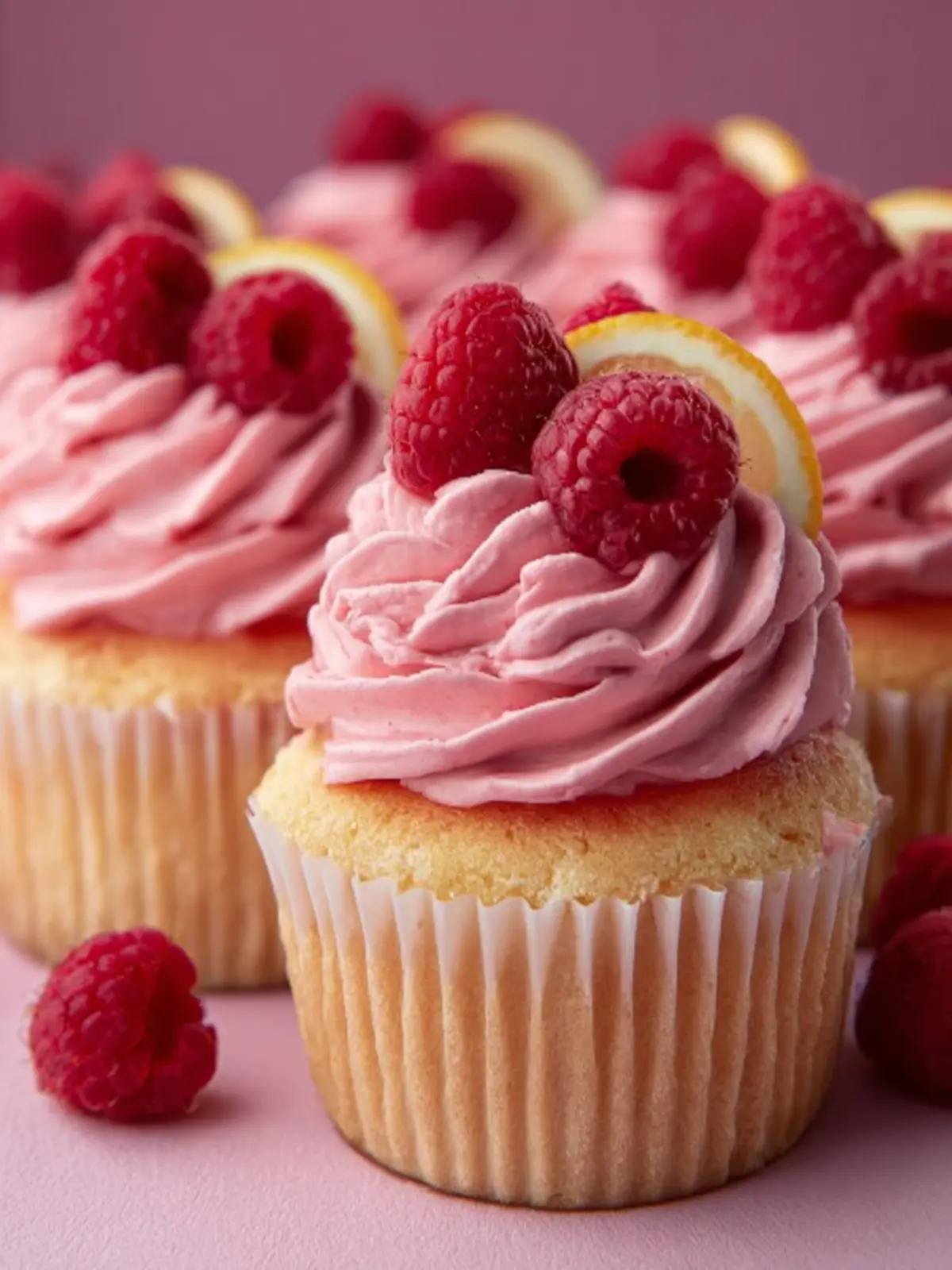 Lemon Cupcakes with Raspberry Buttercream Frosting Fourth Image otdaj7