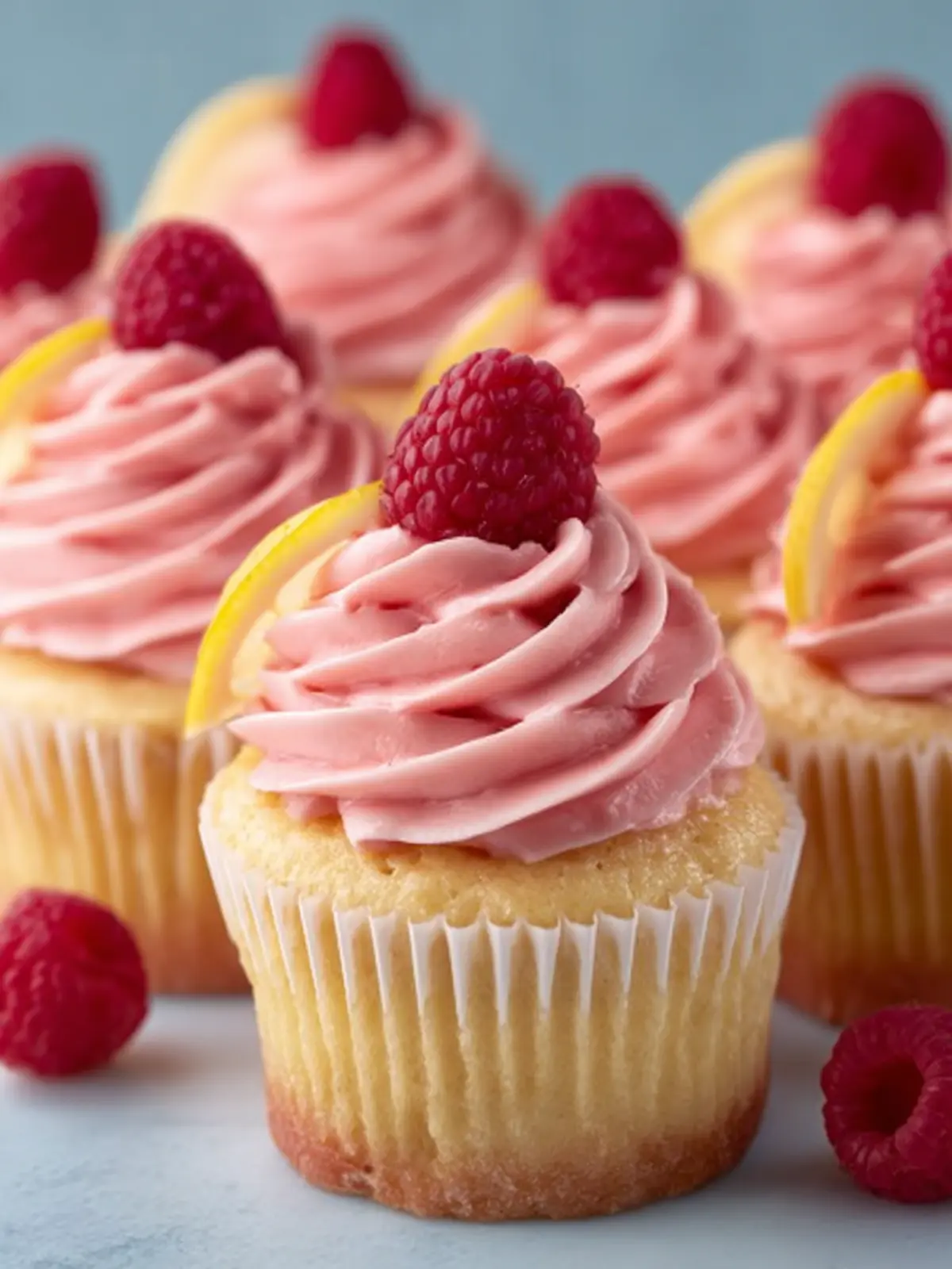 Lemon Cupcakes with Raspberry Buttercream Frosting Second Image pwhj7s