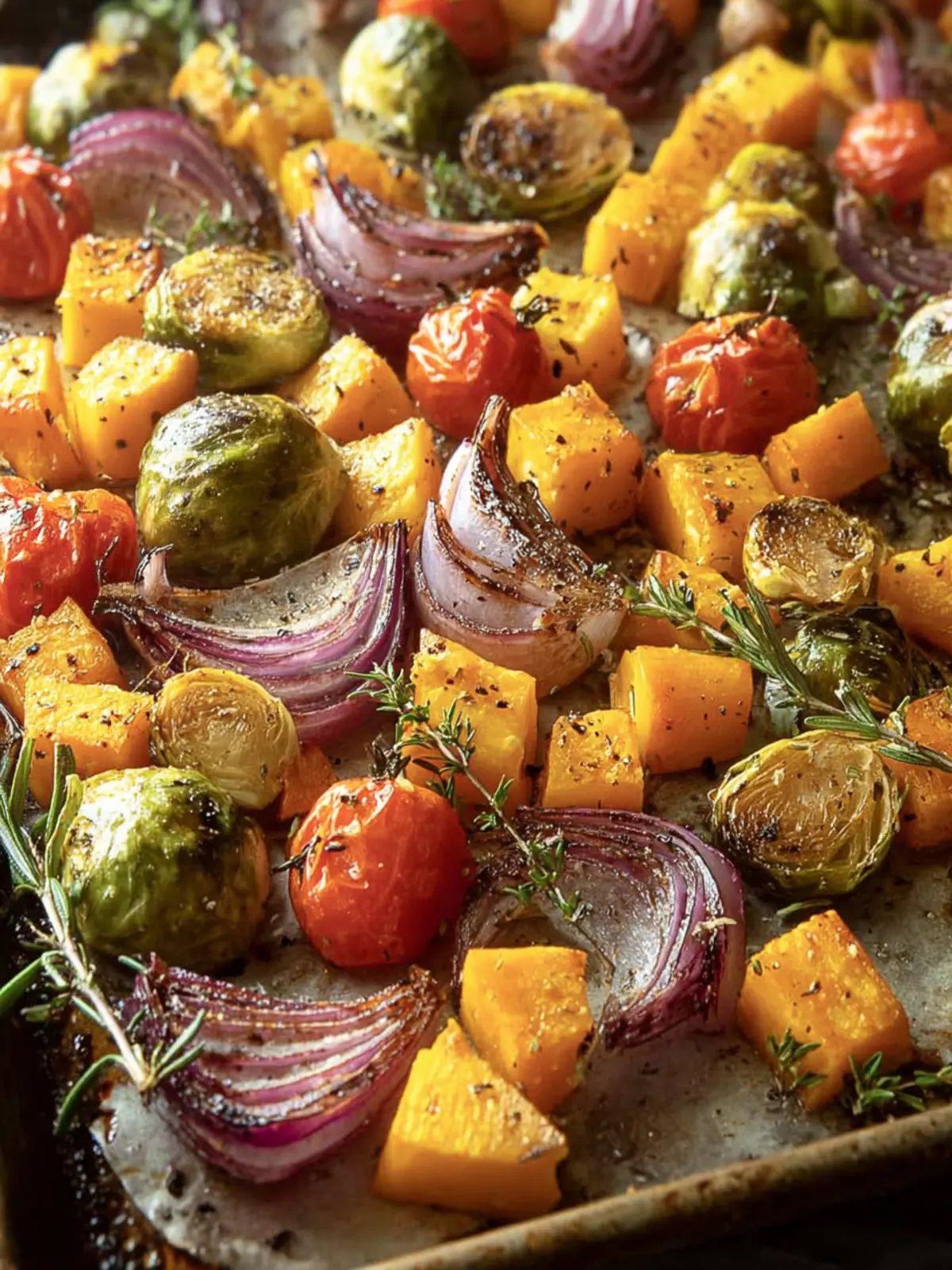 Easy Fall Roasted Vegetables with Thyme and Rosemary First Image