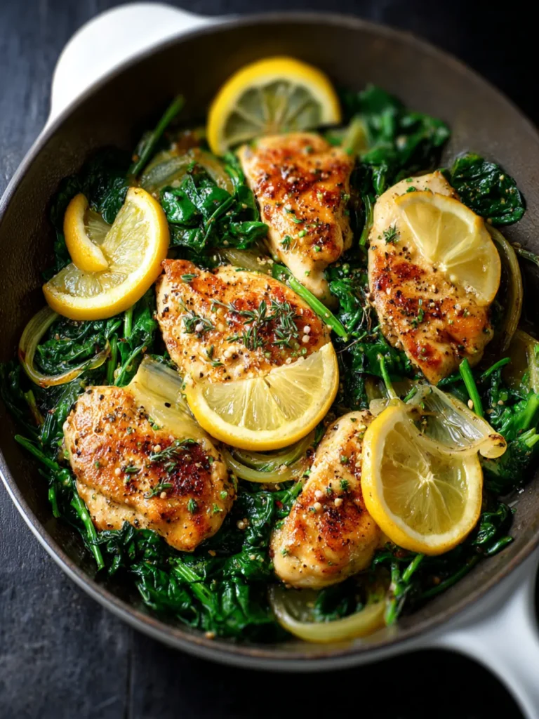 Lemon Chicken Spinach Skillet First Image