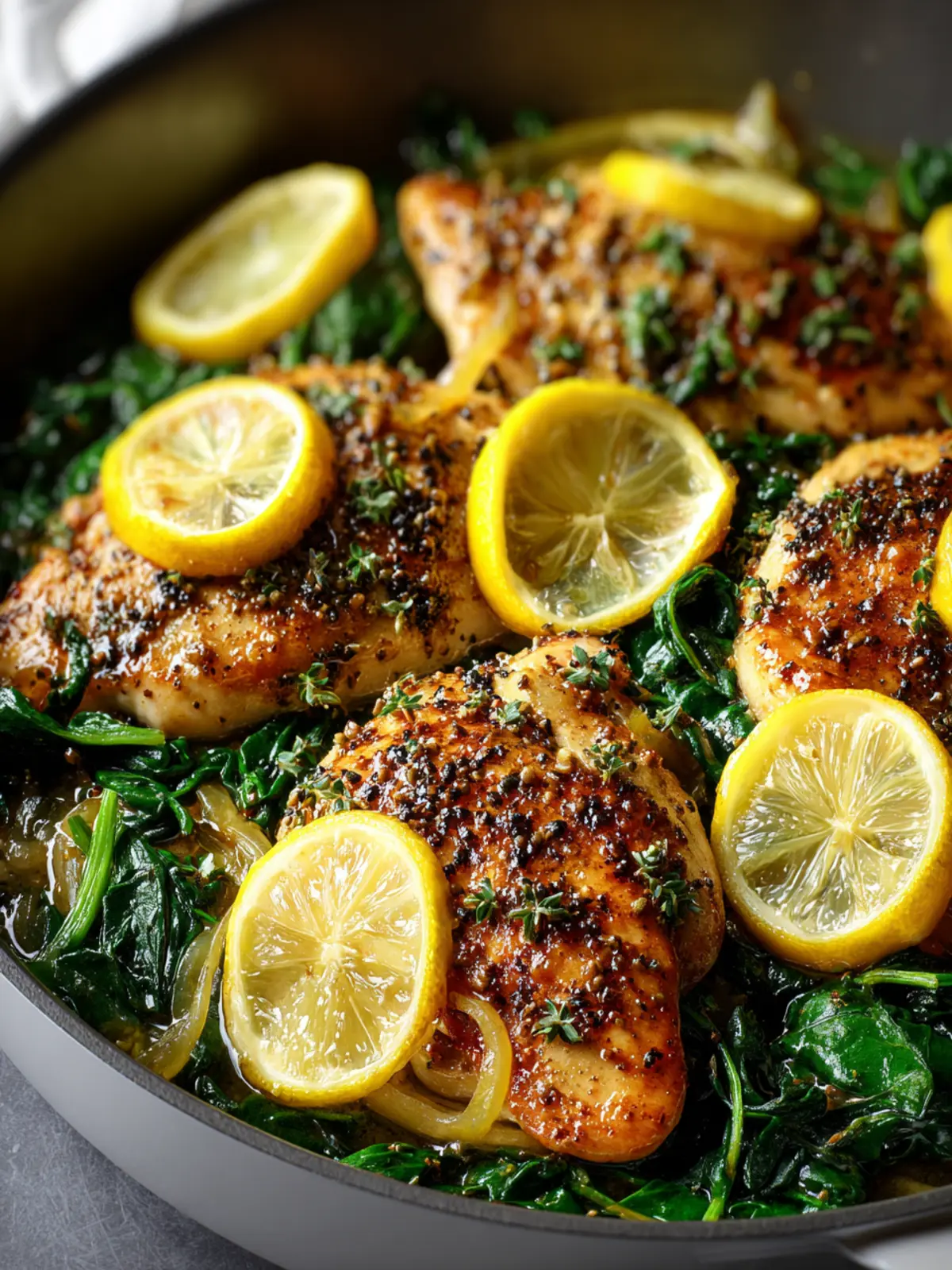 Lemon Chicken Spinach Skillet Fourth Image zqpcba