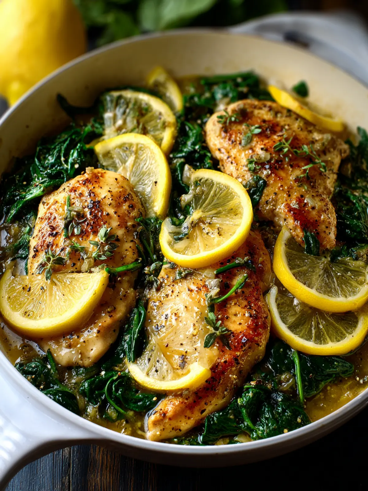 Lemon Chicken Spinach Skillet Third Image gjc3ll