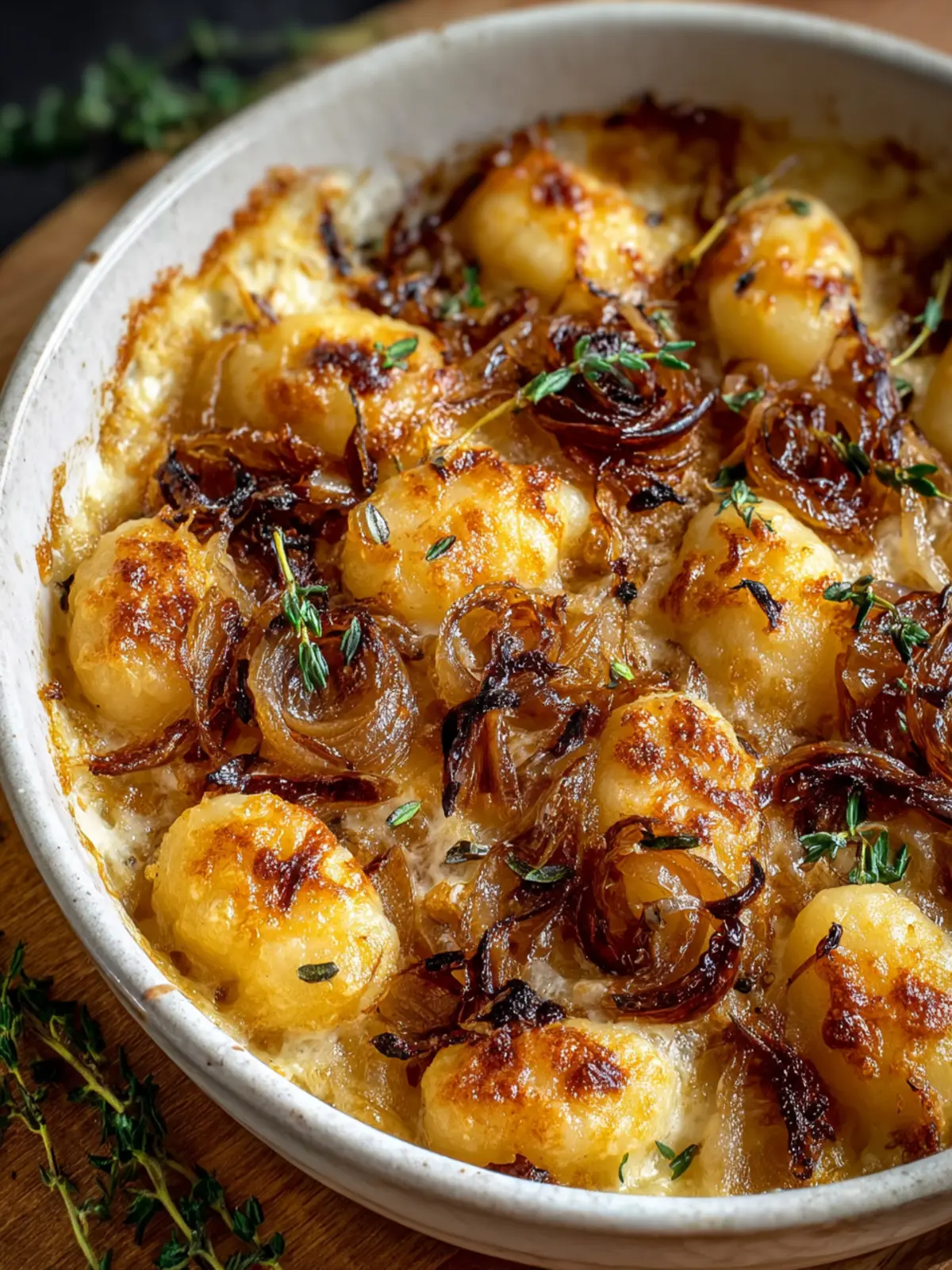Savory French Onion Gnocchi Bake with Golden Caramelized Onions Second Image o6h7ly
