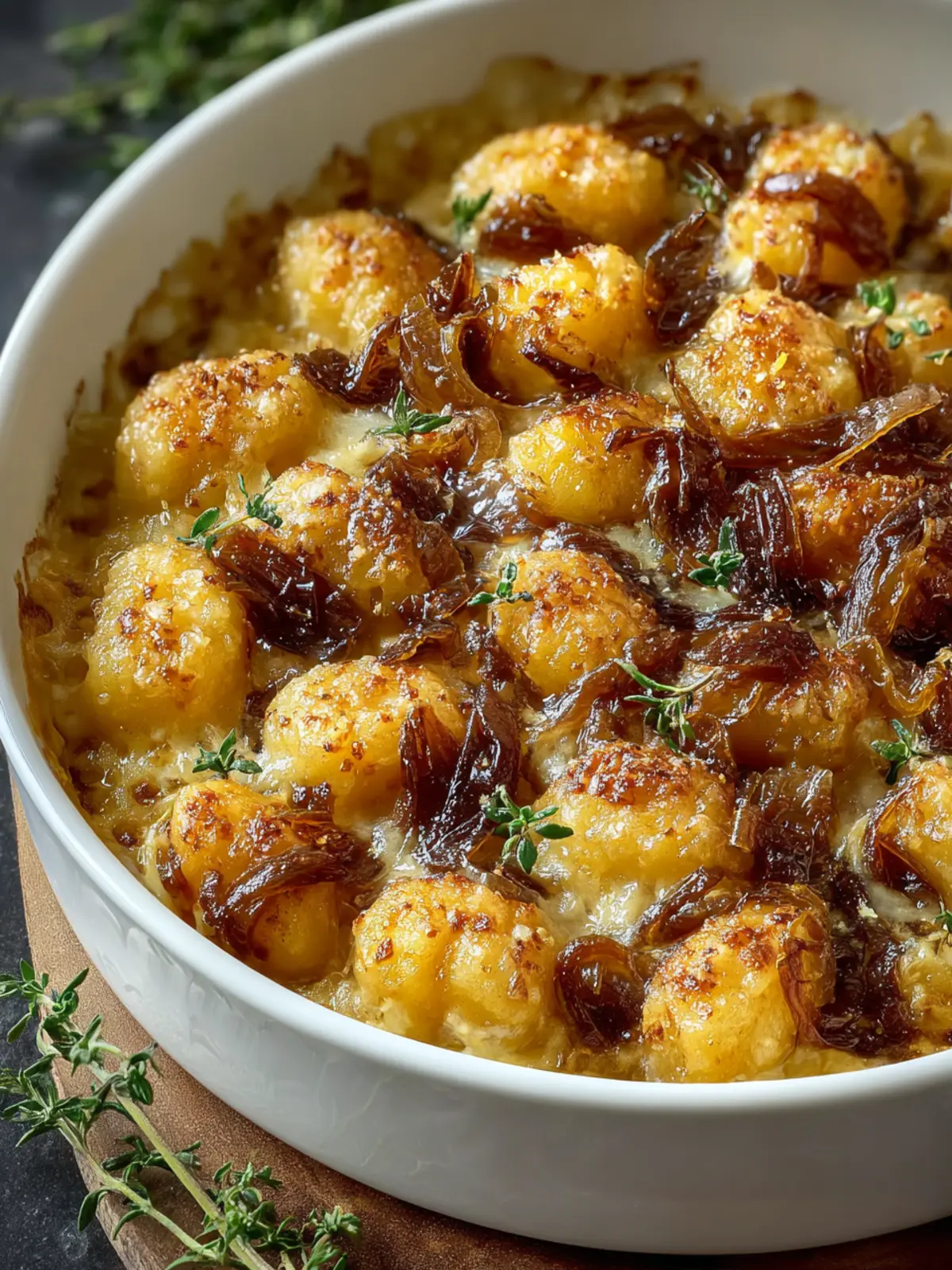 Savory French Onion Gnocchi Bake with Golden Caramelized Onions Third Image gvk7lc